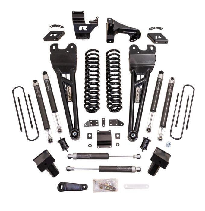 6'' Coil Spring Lift Kit ReadyLIFT 49-23621 with Falcon 1.1 Monotube Front/Rear Shocks, Radius Arms, Dual Steering Stabilizer, and Front Track Bar Bracket For Ford F250/F350 Diesel 4WD