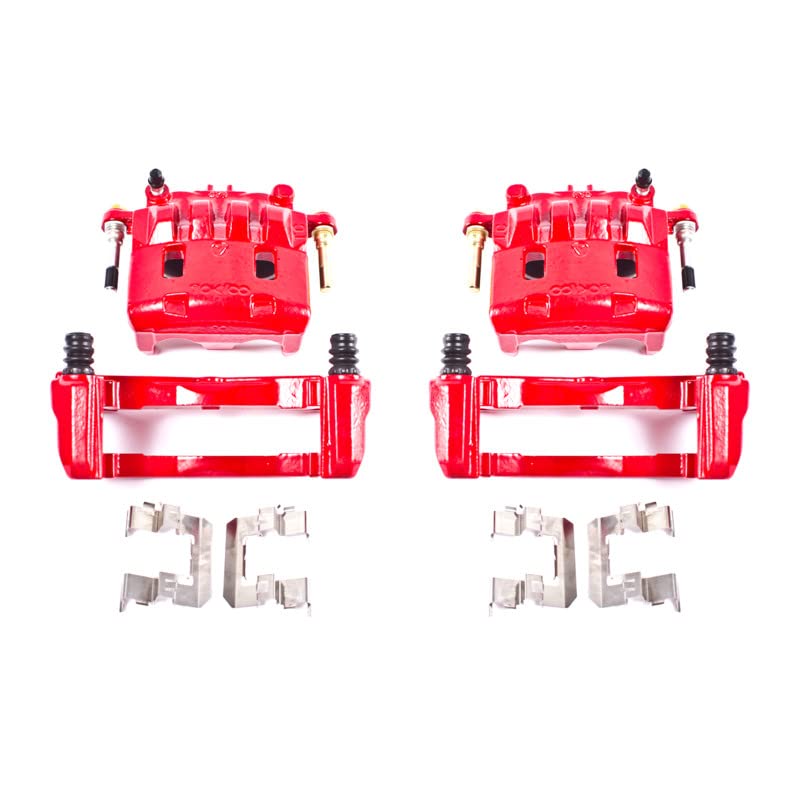 Power Stop Pair of High-Temp Red Powder Coated Front Calipers for Crosstrek, Forester, Impreza, Legacy, Outback, WRX, XV Crosstrek [Model Specific]