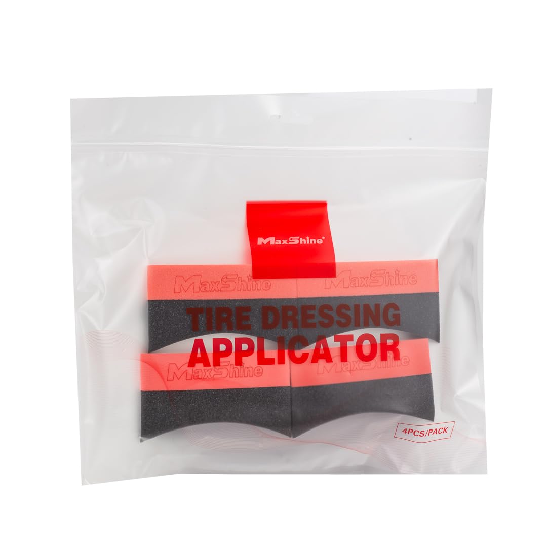 Maxshine Tire Dressing Applicator, Foam Pad Curved 10x4cm, Red & Black | Ergonomic Grip, High-Density Non-Abrasive | Even Tire, Trim & Wax Application