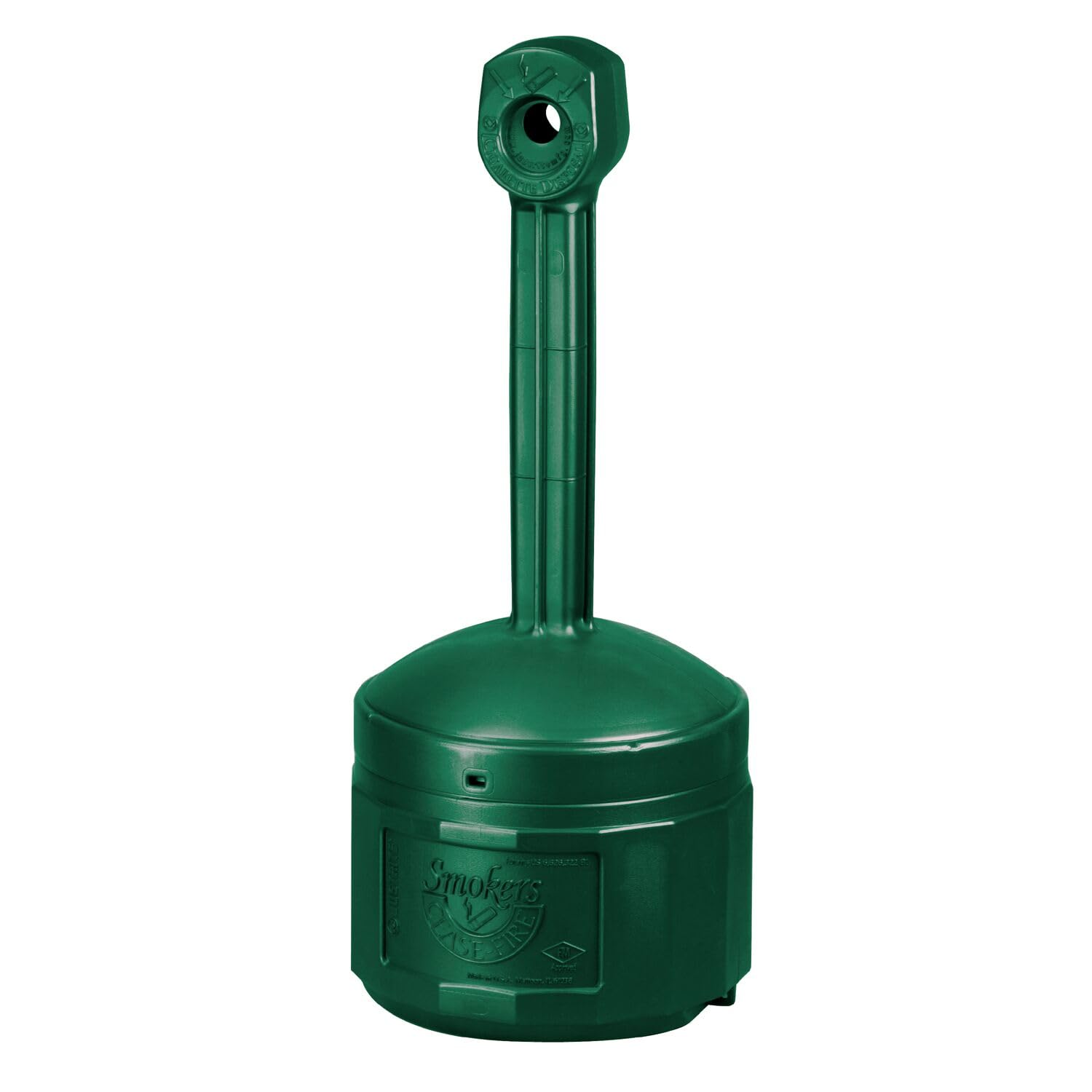 Justrite, Outdoor Smoker’s Cease-Fire Original Ashtray, Polyethylene Standing Ashtray with Steel Bucket, 4 Gallon, Forest Green, 26800G