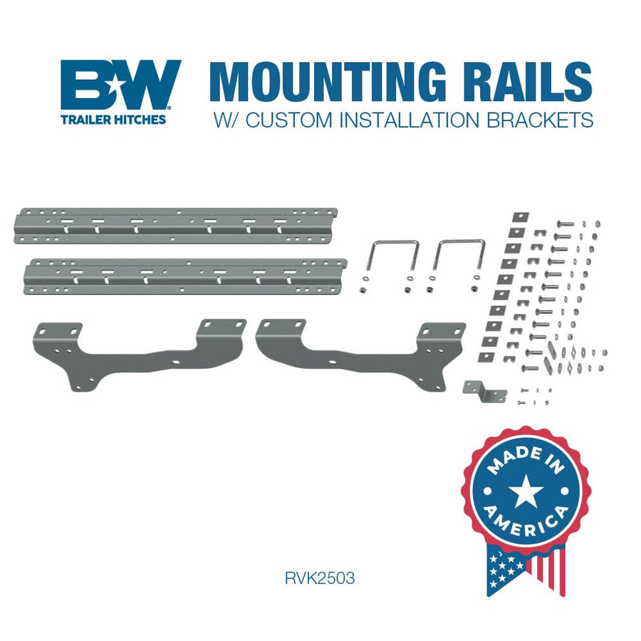 Fifth Wheel Hitch B&W Trailer Hitches Universal Mounting Rails with Custom Installation Brackets - RVK2503