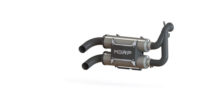 AT-9520PT MBRP Dual Straight Core Slip On Muffler Exhaust ATV, Aggressive Sound, T304 Stainless Steel, Fits Polaris RZR 900 2016-2024