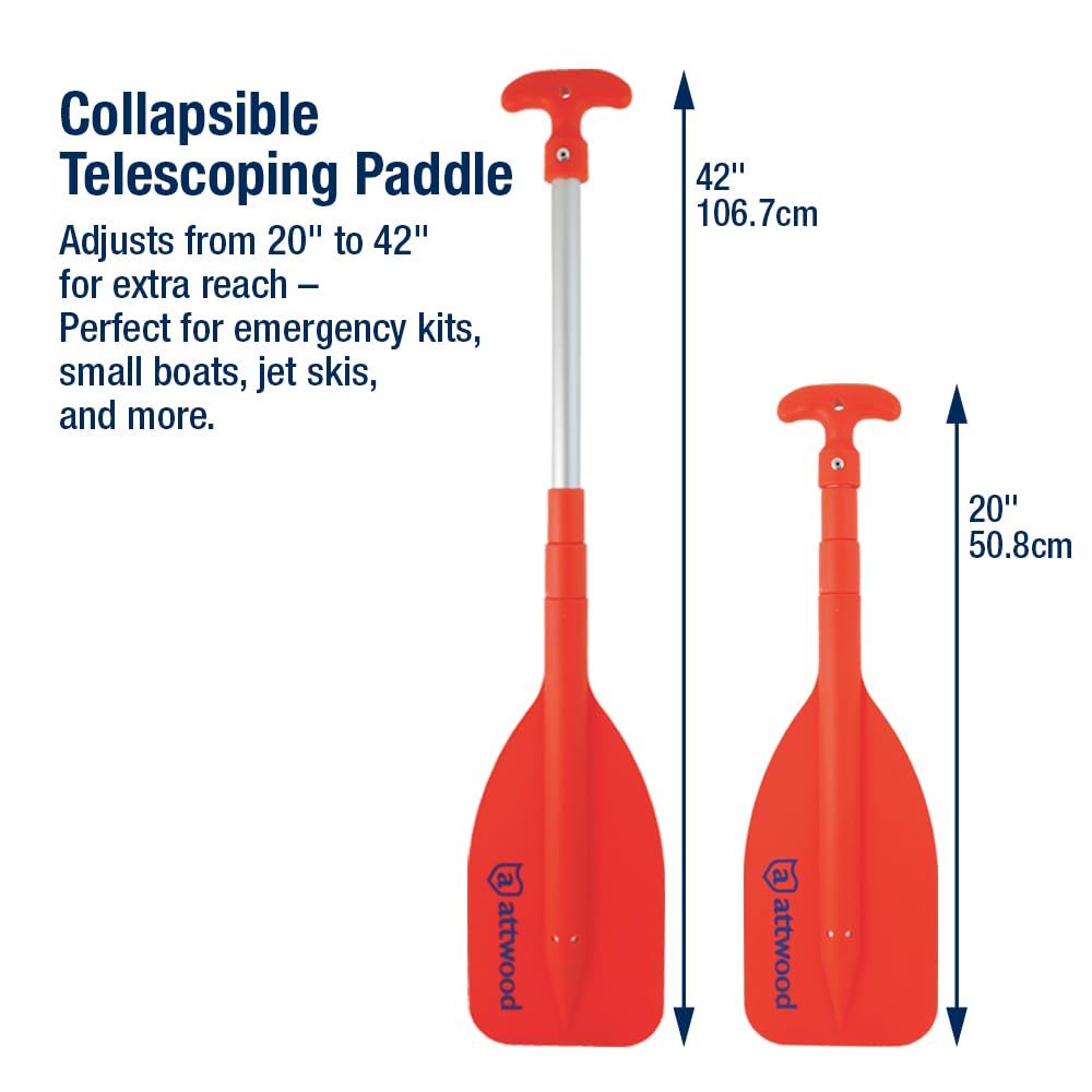 Emergency Attwood 11828-1 Telescoping Paddle for Boating, 20-inch to 42-inch Orange