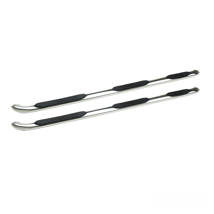 Westin 24-54590 4 Platinum Oval Wheel to Wheel Step Bar fits 2015-2019 Silverado Sierra 2500 3500 Crew Cab 8' Bed Polished Pair