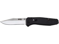SOG Flare Knife Folding and Pocket Assisted Opening Tech w/ 3.5 Inch Stainless Straight Edge Blade & Tactical GRN Grip Knife (FLA1001-CP), Black