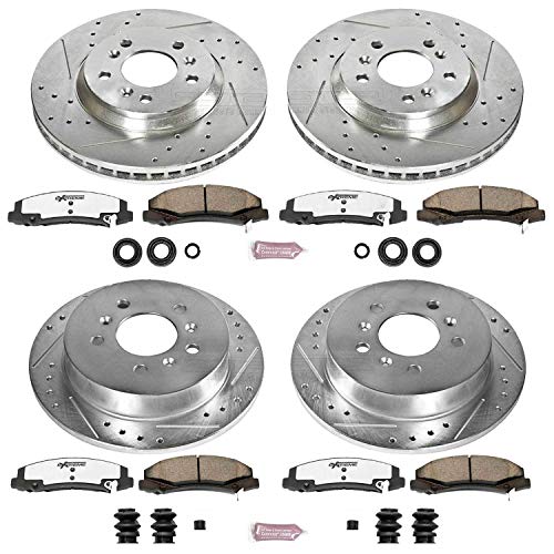 Power Stop K1438-26 Z26 Carbon Fiber Brake Pads Front and Rear with Drilled & Slotted Brake Rotors Kit For Chevrolet Impala 2006-2010, Chevrolet Monte Carlo 2006-2007 [Model Specific]