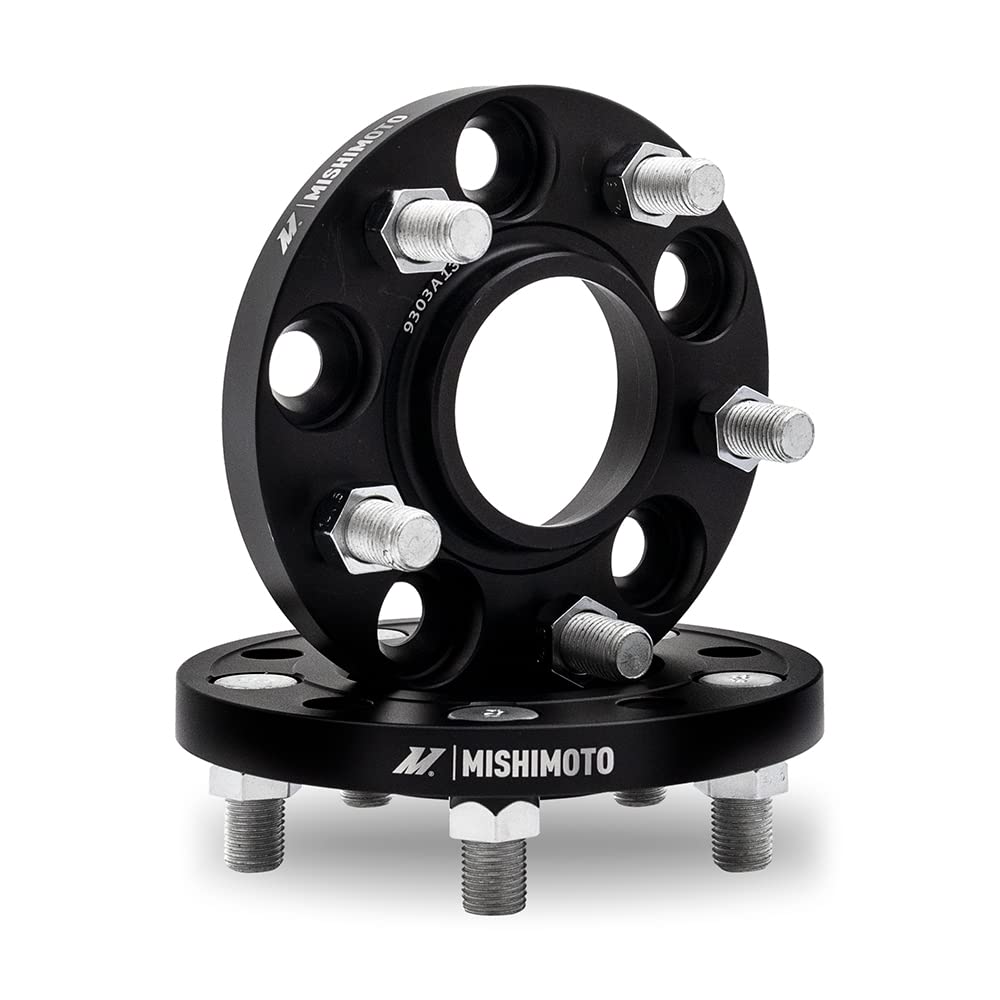 Mishimoto 5x100 Wheel Spacers, 56.1 Center Bore, M12x1.25, 15mm Thick, Black