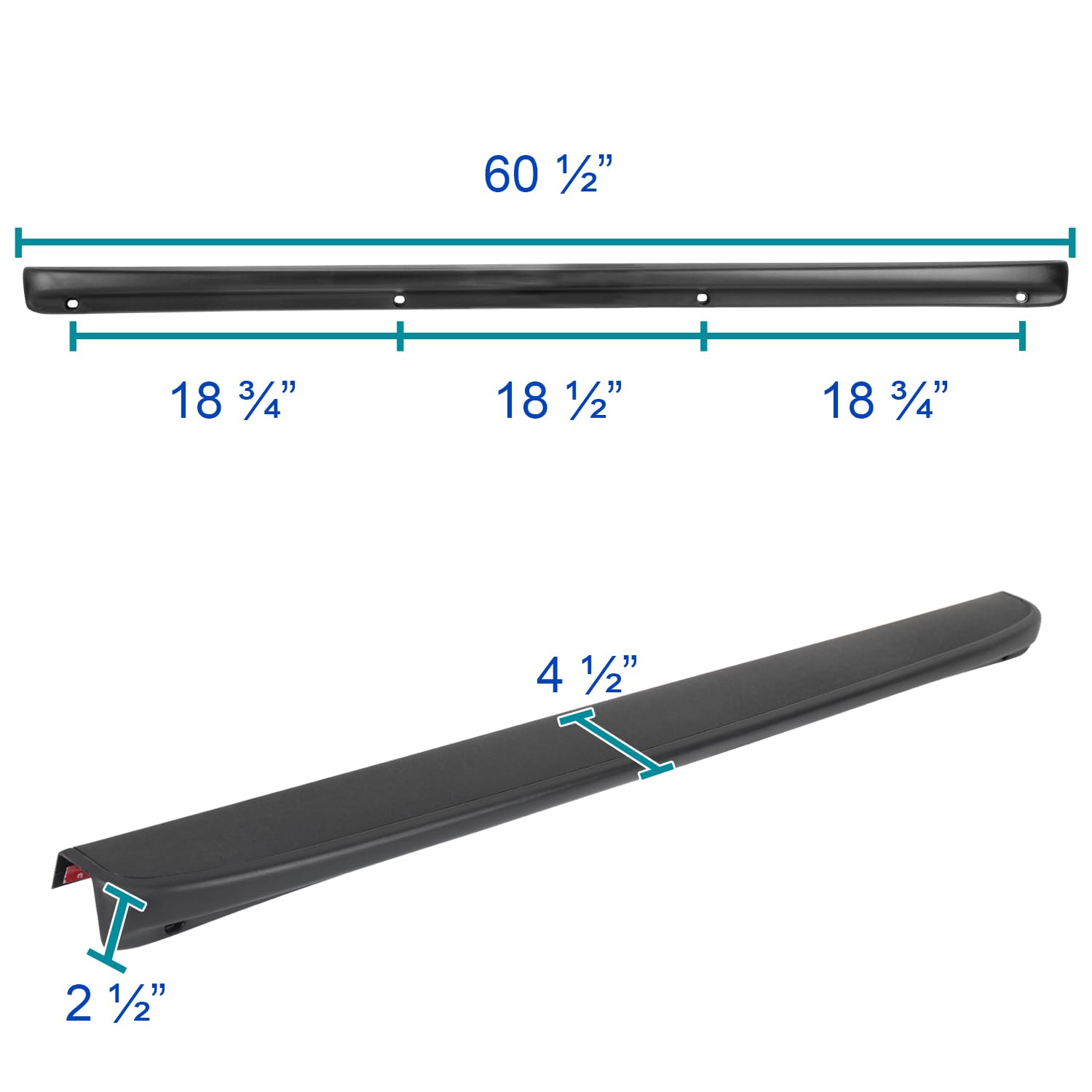 Tailgate Molding Protector Spoiler Cap Top Cover Spec-D Tuning Compatible with 1999-2007 Chevy Silverado Fleetside BLS/LT/SLE/SLT