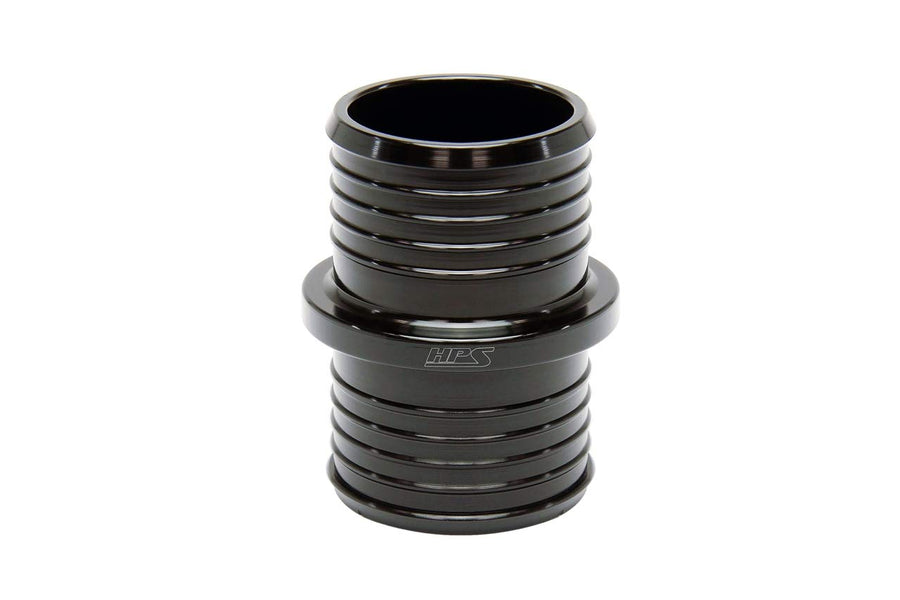 HPS 1-1/4" AHU-125-BLK Billet 6061 Aluminum Joiner Hose Union Connector, 2" Length, Black, 32mm OD