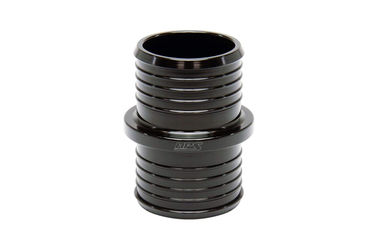 HPS Performance 1-3/8" Billet AHU-138-BLK 6061 Aluminum Joiner Hose Union Connector, 2" Length, Black, 35mm OD