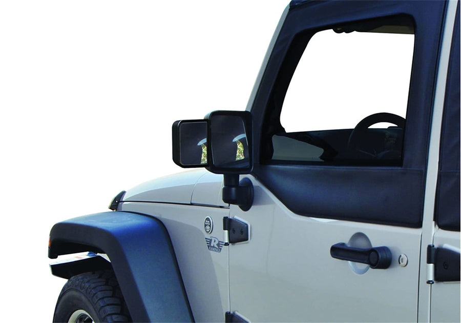 Towing Mirror Extensions RAMPAGE PRODUCTS for Jeep Wrangler JK | Black, Pair | 8605 | Fits 2007-2018 Jeep Wrangler JK 2-Door