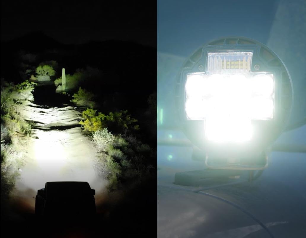 TM5 NACHO Combo White LED Multifunction Off Road Lights. 3 Functions 1 Light. Area, Low Beam Spot Flood, and High Beam Spot Flood Output (Set of 2)