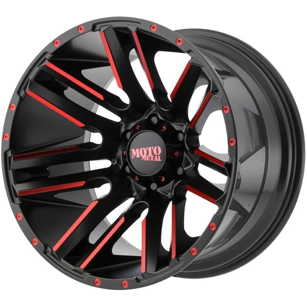 20X10 Moto Metal 5X5.5 3.85-42mm SATIN BLACK MACH W/RED TINT - MO97821055524NRC
