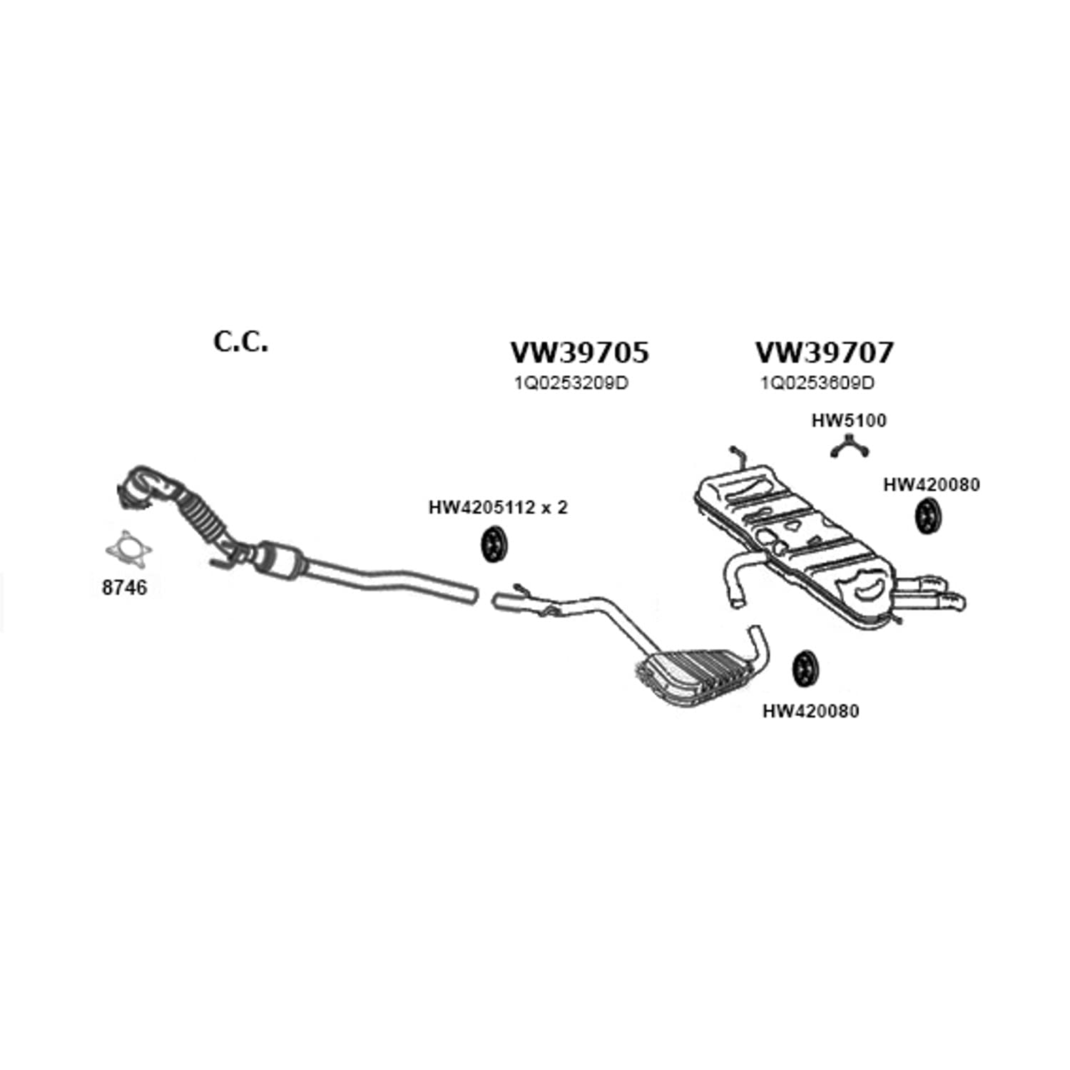 Exhaust System New Hanger for Jetta GTI Rabbit Eos A3