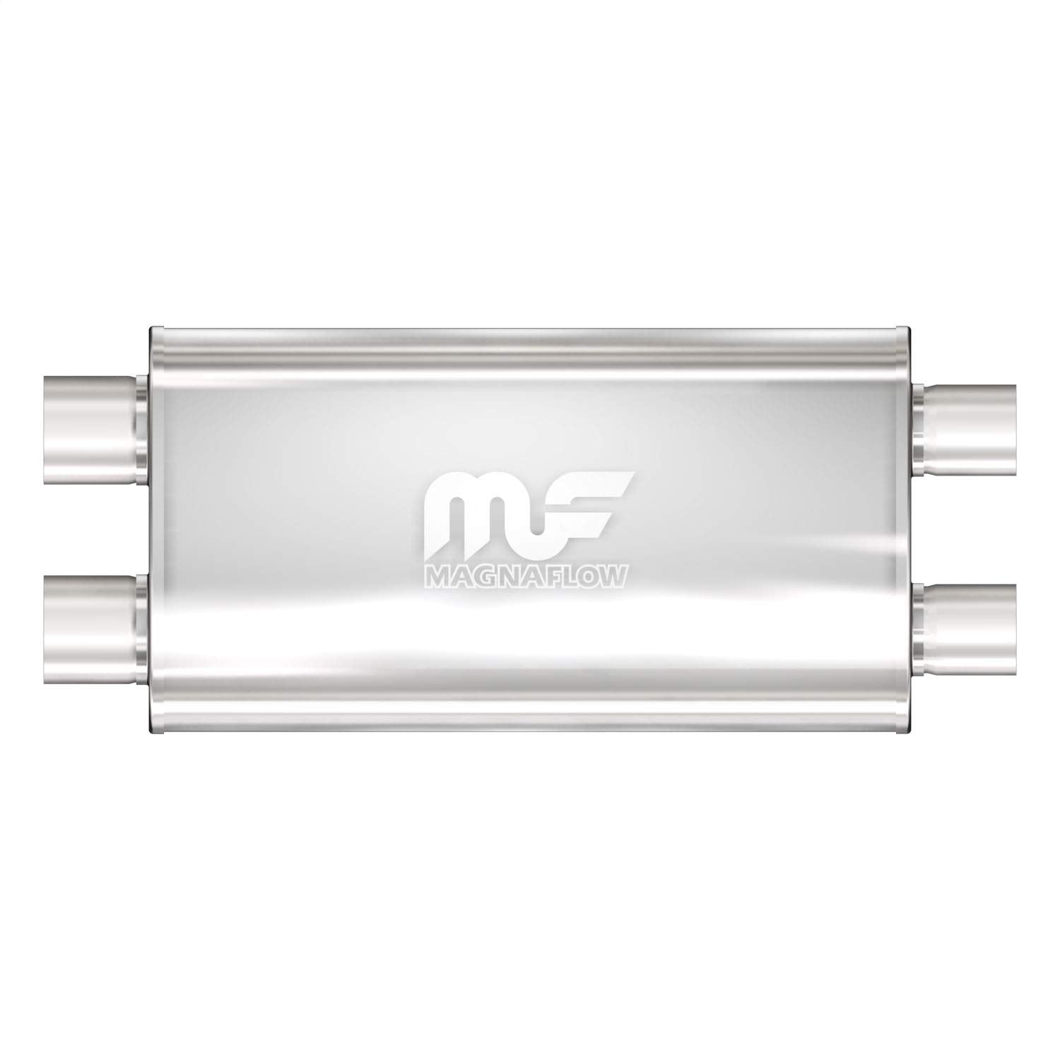 Performance MagnaFlow Exhaust Muffler 12568: 2.5"/2.5" Inlet/Outlet, 5x11x22" Oval, Stainless Steel, Satin Finish