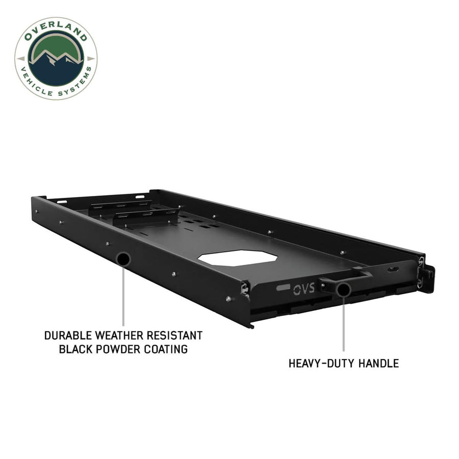 Heavy Duty Overland Vehicle Systems Fridge Slide - Weather Resistant Black Powder Coat Universal Fitment - Aircraft Grade Aluminum and Stainless Steel Hardware