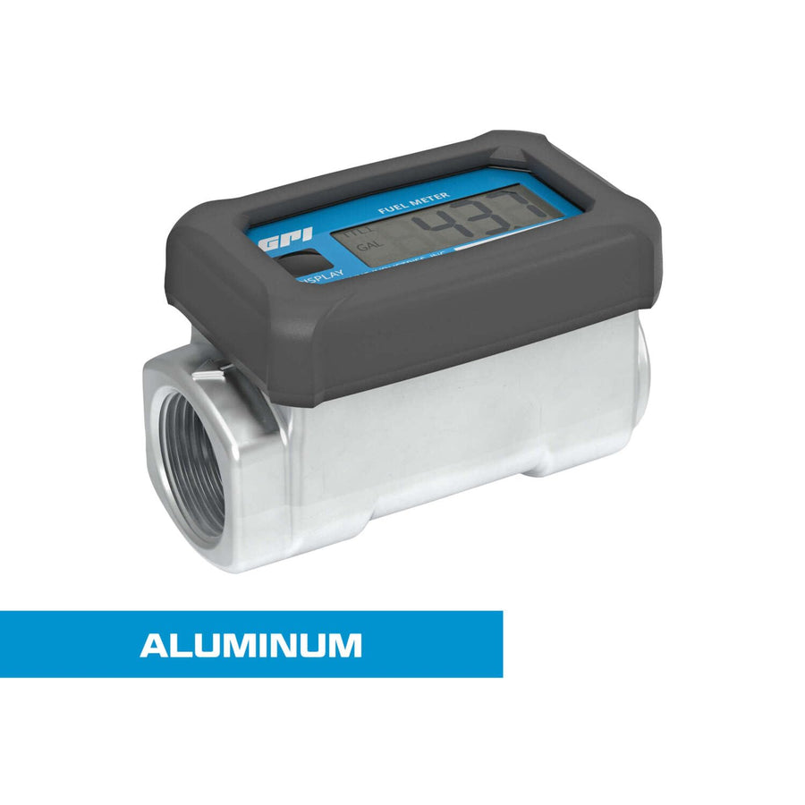 01A Series GPI Turbine Flow Meter for Fuel, Aluminum Body with Battery Powered Digital Display, 3-30 GPM (113255-1)