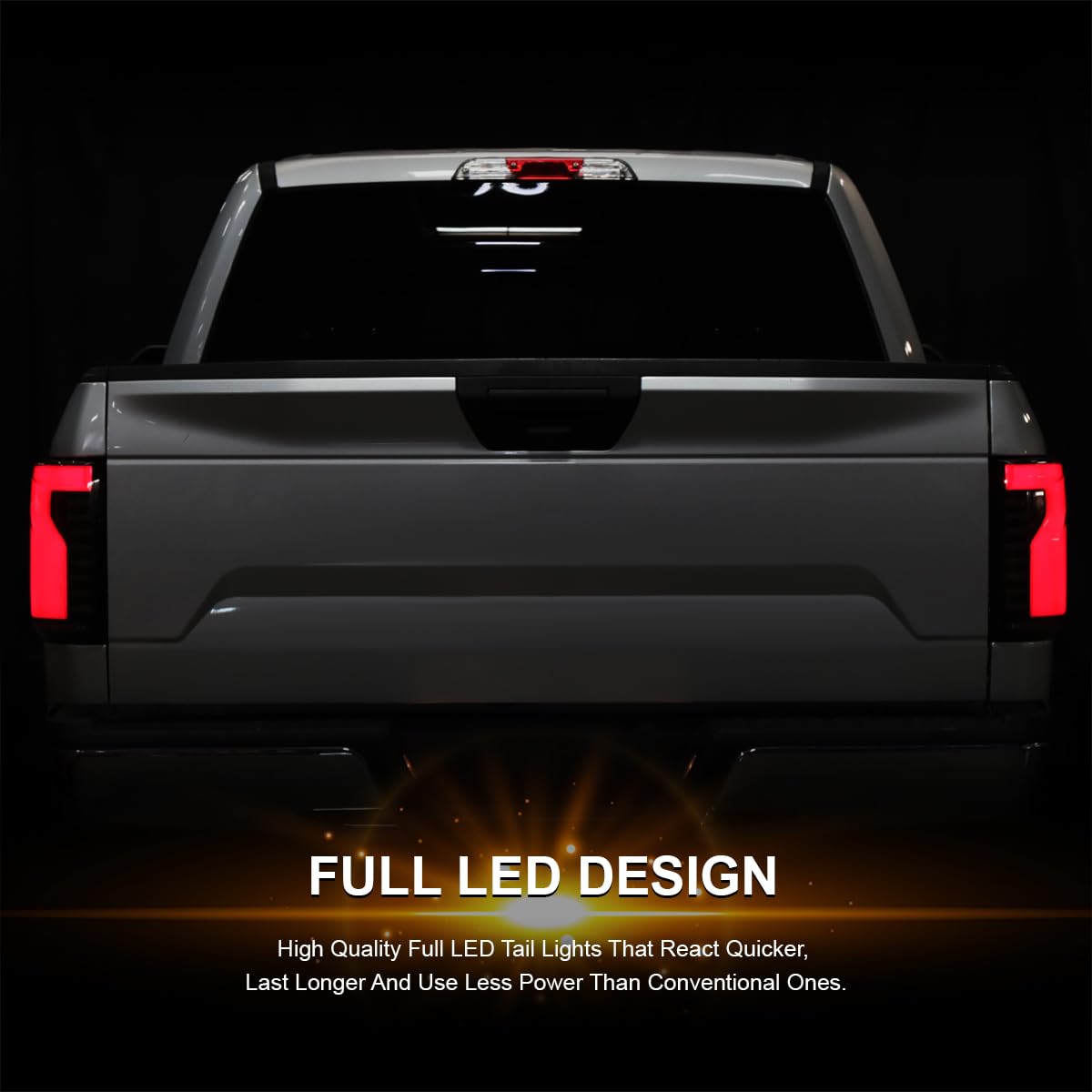 Black Lightning Style SPEC-D TUNING LED Tail Lights w/White LED Sequential Turn Signal and Startup Animation Compatible with 2018-2020 Ford F150 Pickup, Left + Right Pair Assembly