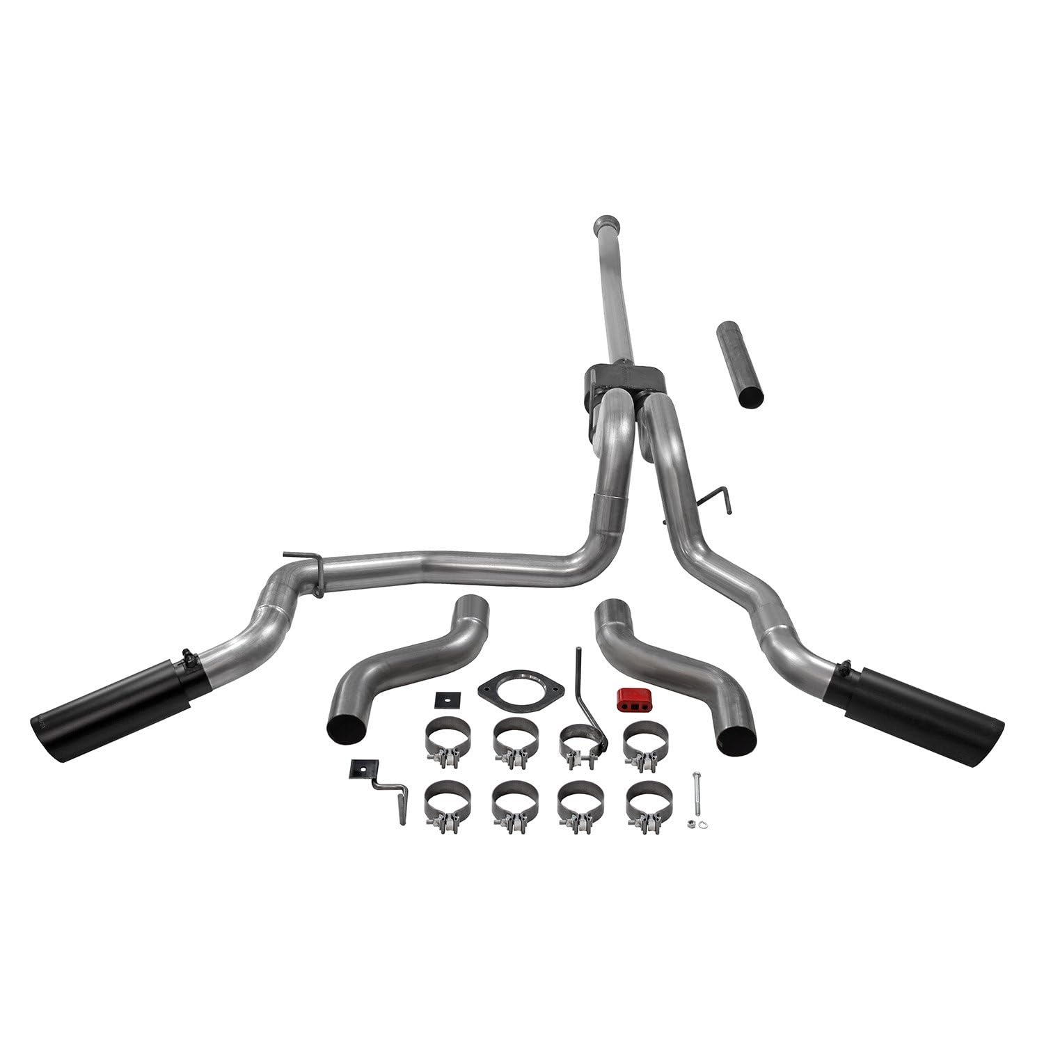Outlaw Flowmaster 817981 Cat-Back Exhaust Kit 3 Inch 409 Stainless Steel Dual Exit 4 Inch Black Ceramic Coated 304 Stainless Steel Tips Compatible with 2021-2024 Ford F-150 2.7L 3.5L 5.0L