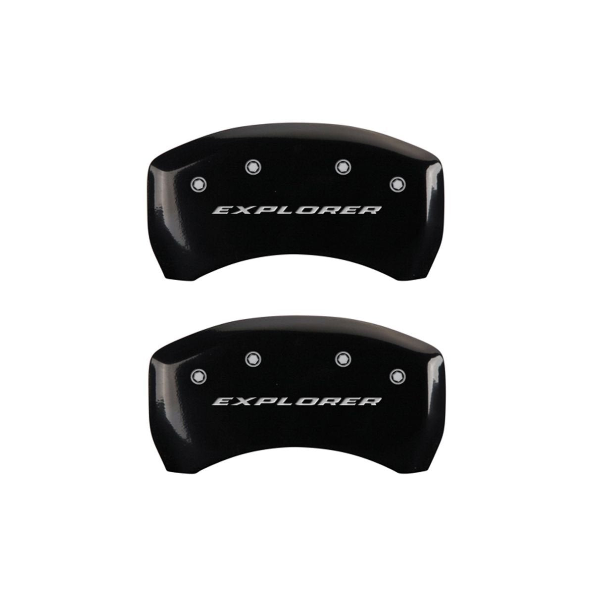 SET OF 4 CALIPER COVERS, BLACK, FRONT AND REAR: EXPLORER, SILVER CHARACTERS