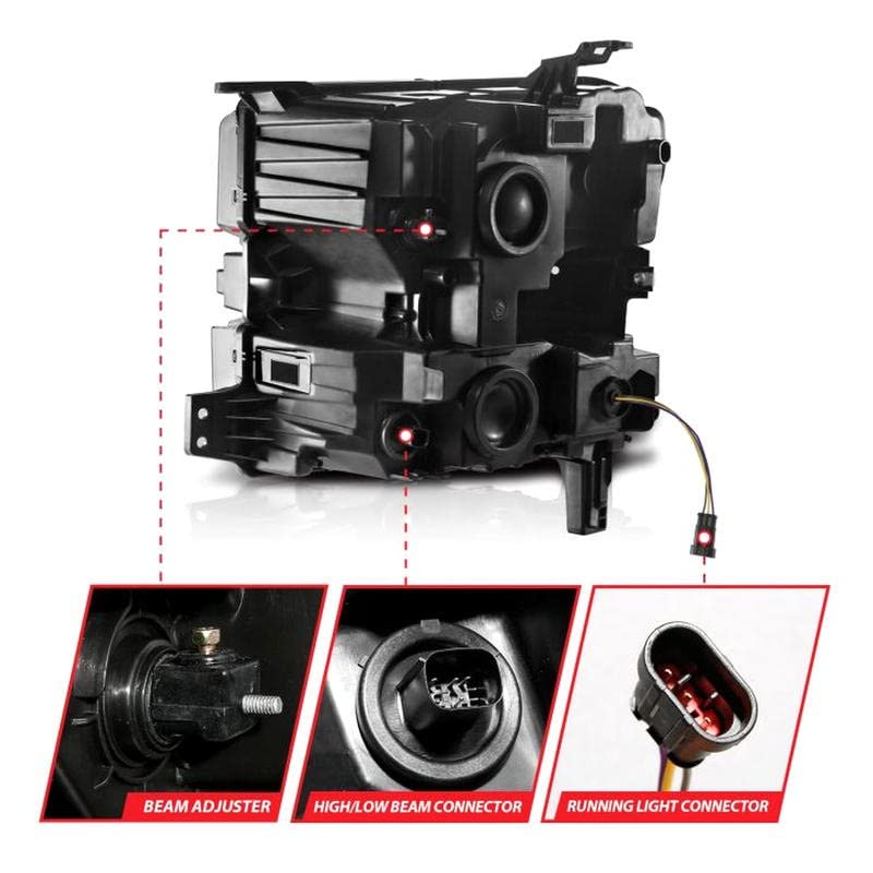 ANZO - 19-22 Chevrolet Silverado 1500 LED Proj HL w/LGT Bar SwBk Seq. Blk w/in. Light - Driver Side ON (111566-L)