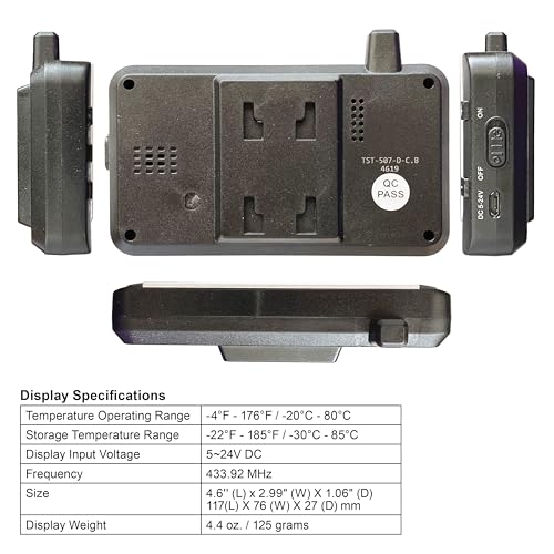4 Sensor TST 507 Flow Through Tire Monitoring System with Monochrome Display - Handles Multiple Trailers