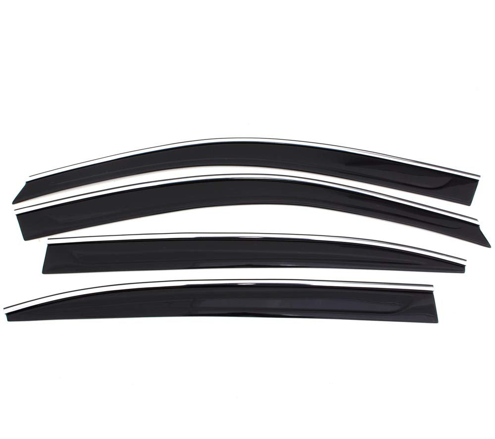 Low Profile Auto Ventshade [AVS] Rain Guards for 2019 - 2025 Cadillac XT4 | Window Vent Visors, 4 pcs. - Smoke w/Chrome Trim | 794031