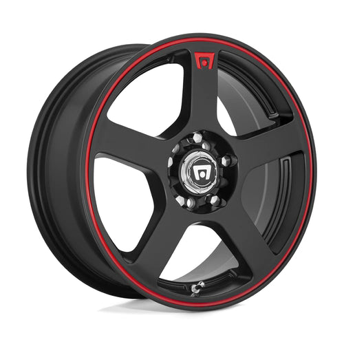 Motegi MR116 18x8 Matte Black Red Racing Stripe Wheel 5x4.5/5x120 (35mm)