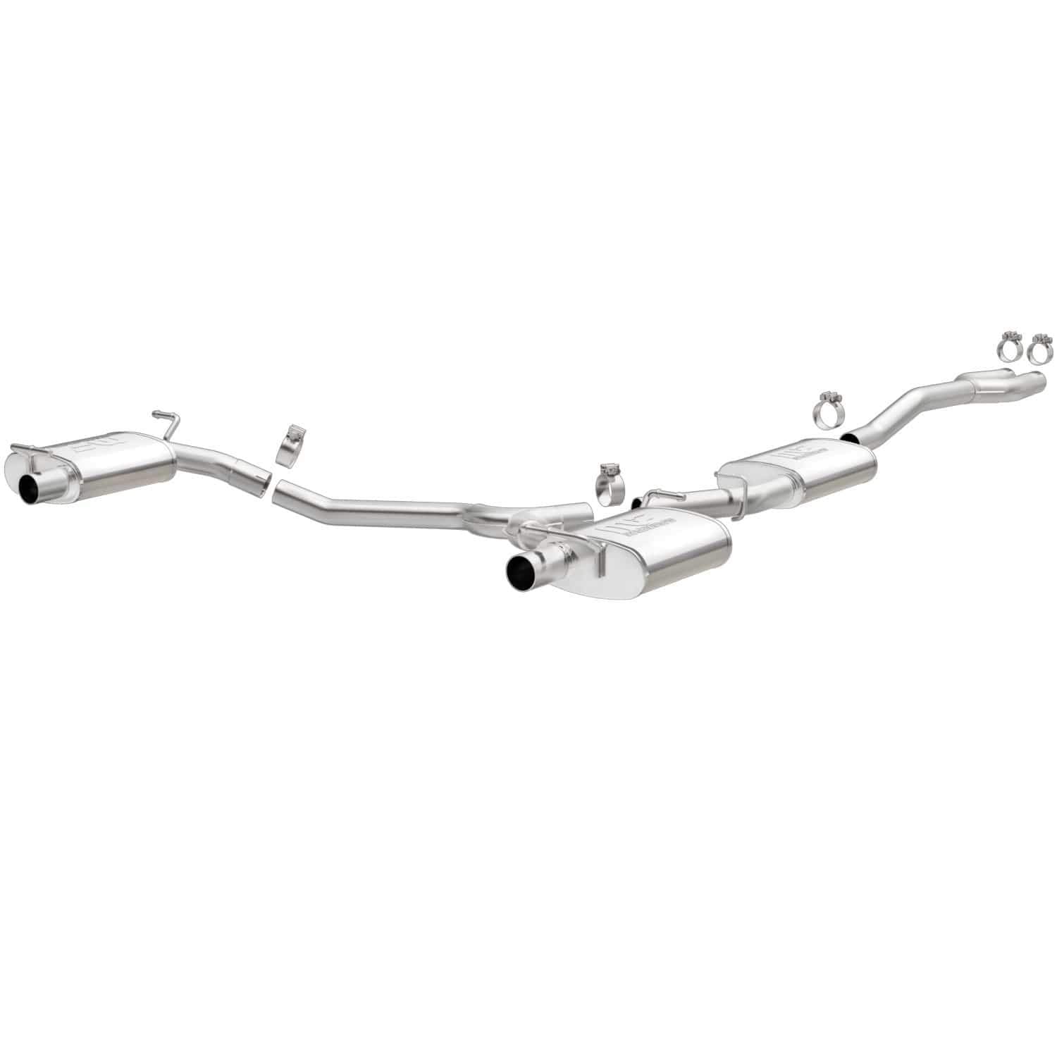 Cat-Back MagnaFlow Performance Exhaust System 19225 - Street Series, Stainless Steel 2.5in Main Piping, Dual Split Rear Exit, Satin Finish Exhaust Tip - Domestic Car Performance Exhaust Kit