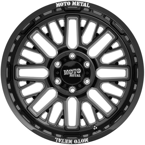 Moto Metal MO802 Wheel Gloss Black Milled with Aluminum (20 x 10. inches /5 x 127 mm, -18 mm Offset)