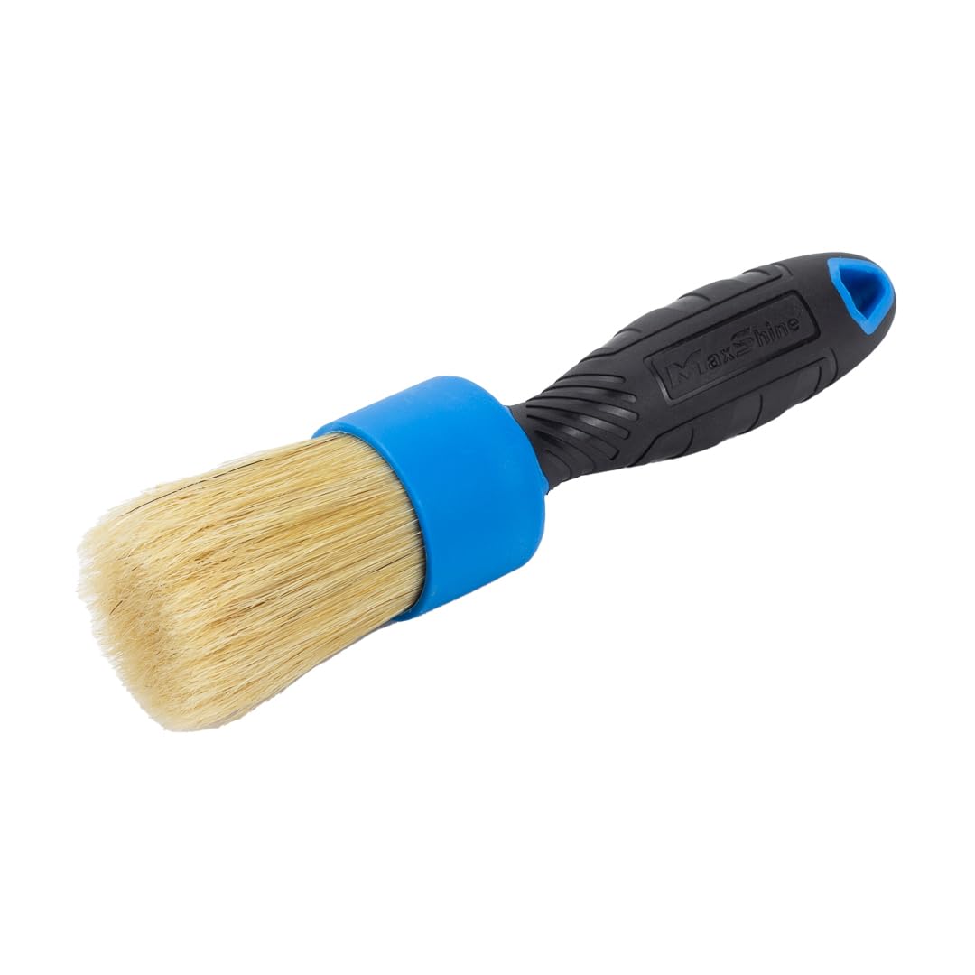 Maxshine 100% Boar's Hair or Mixed Bristle Universal Stubby Detailing Brush – Premium Detail Brush for Interior & Exterior – Ideal for Wheels, Engines, Air Vents & Trim Cleaning