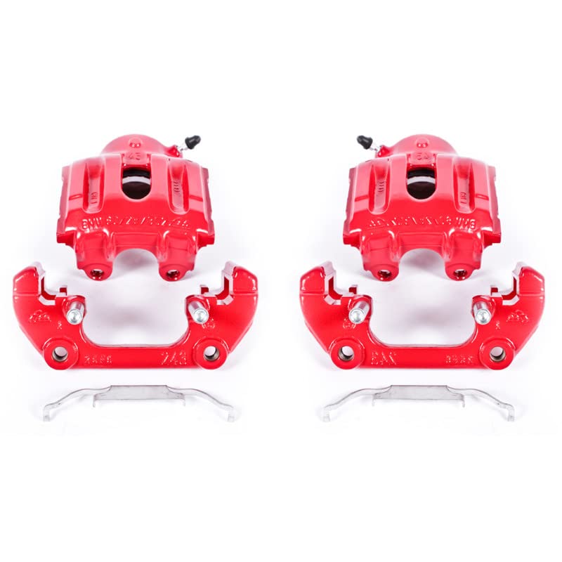 Power Stop Pair of High-Temp Red Powder Coated Front Calipers for BMW 540i, BMW 735i, BMW 735iL, BMW 740i, BMW 740iL, BMW 750iL, BMW, BM [Model Specific]