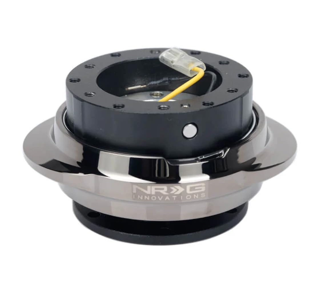 SRK-220BKC NRG Innovations Gen 2.2 Steering Wheel Quick Release Adapter with Bolts & Allen Key,6 X 70mm / 6 X 74mm Bolt Pattern,Black Body/Black Chrome Ring