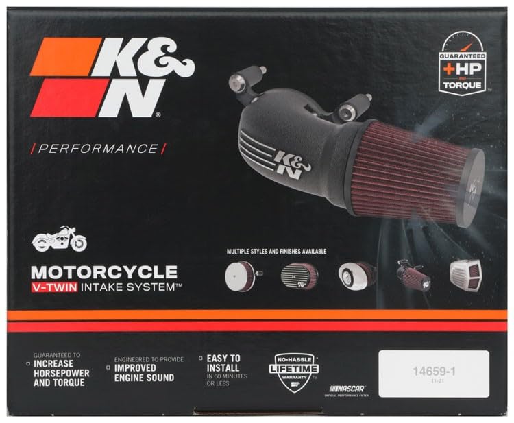 Cold Air Intake Kit K&N: High Performance, Guaranteed to Increase Horsepower: Fits 2017-2018 HARLEY DAVIDSON (Road King, Road King Special, Street Glide, Freewheeler, Road Glide, Ultra Limited)57-1138
