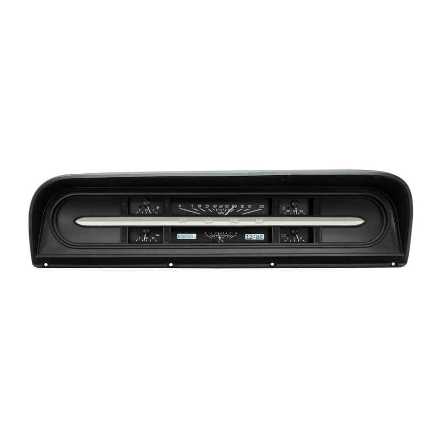 Dakota Digital VHX Analog Gauge System Compatible with 1967-72 Ford Pickup Truck VHX-67F-PU-K-W with Black Alloy Style and White Backlighting