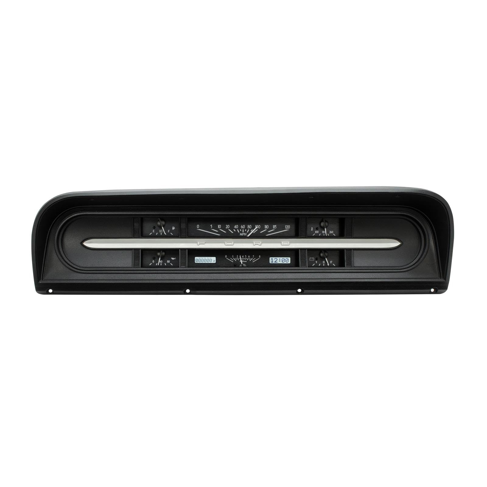 Dakota Digital VHX Analog Gauge System Compatible with 1967-72 Ford Pickup Truck VHX-67F-PU-K-W with Black Alloy Style and White Backlighting