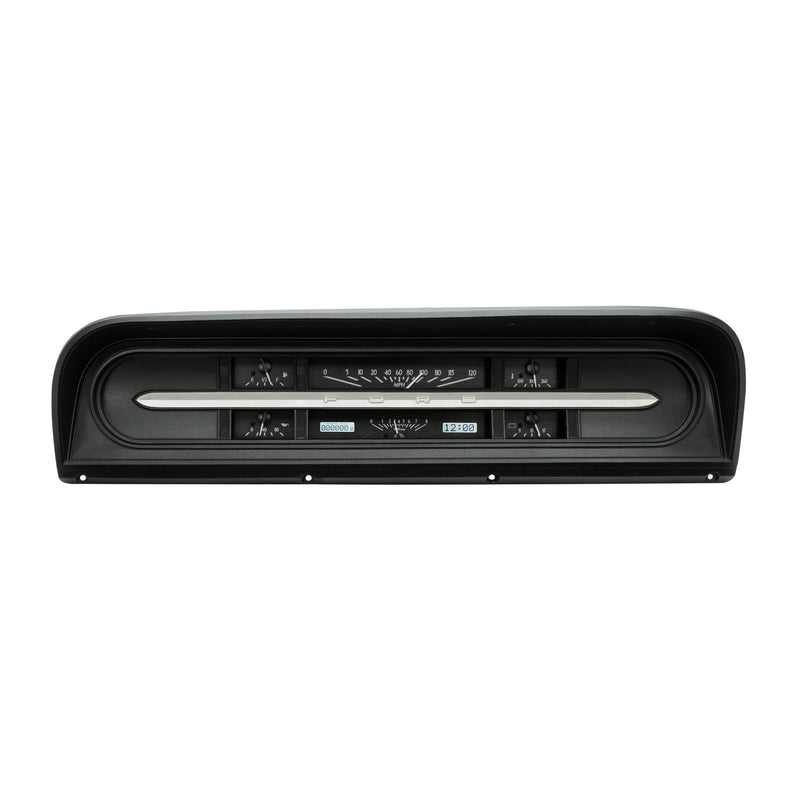 Dakota Digital VHX Analog Gauge System Compatible with 1967-72 Ford Pickup Truck VHX-67F-PU-K-W with Black Alloy Style and White Backlighting