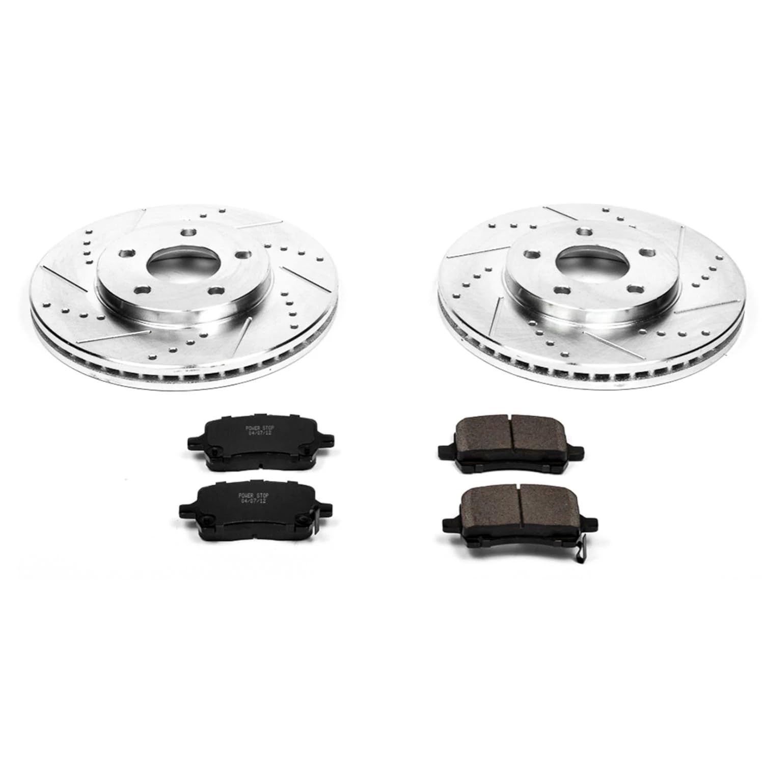 Z23 Power Stop K1448 Front Brake Pads with Drilled & Slotted Brake Rotors Kit For Chevrolet HHR 2008-2011 [Model Specific]