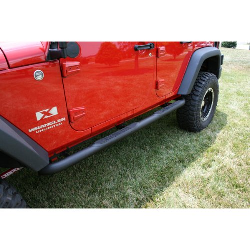 Rugged Ridge Tube Side Step Kit, 3 Inch, Round, Black; 07-18 Jeep Wrangler, 4 Door 11591.06