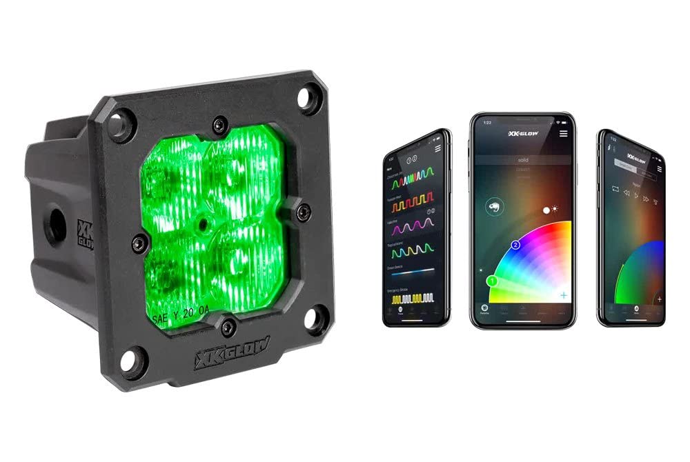 XKGLOW 1PC Flush Mount Cube Light Flood Beam SAE Bluetooth App Control