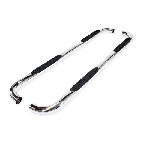 Nerf Bar TrailFX A0069S, 3 In Round Bent, Polished, Stainless Steel, With Step Pads, W/O End Caps, Rocker Panel Mount, Fits 2025 Toyota 4Runner (Will Not Fit Models With Lower Rocker Panel Extensions)