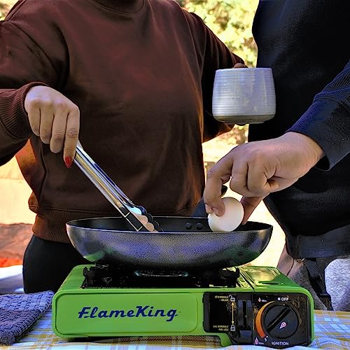 Flame King Dual Fuel YSNVT-505 Butane & Propane Gas Camping Stove with Single Burner, Portable and Great for Outdoor Cooking, Backpacking