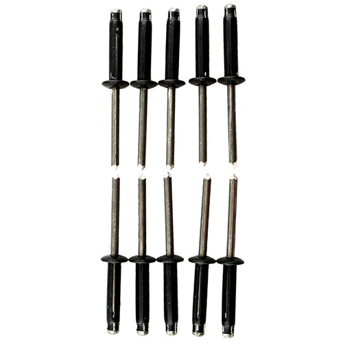Tri-Fold YakAttack Rivet Kit, 10 Pack | 3/16” Aluminum Rivets with .157–.472 Grip Range | Durable Black Finish for Kayak & Marine Accessory Installation | Made in USA