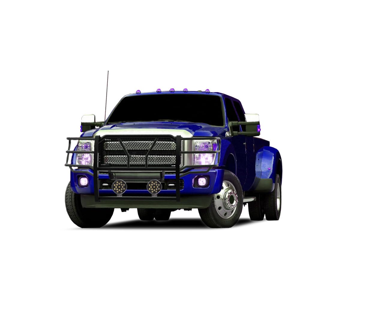 Heavy Duty Black Horse RUGGED Grille Brush Bumper Guard Modular Come With pair of 7.0"LED Lights Compatible with 2011-2016 Ford F-250/Ford F-350/Ford F-450/Ford F-550 Super Duty-RU-FOF211-B-PLB