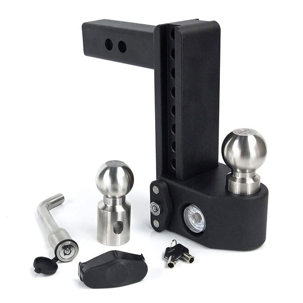 Weigh Safe Drop Steel Hitch - Adjustable Trailer Hitch with Ball Mount - Designed for 2.5" Receivers - Includes 2 Tow Balls - 8" Drop Hitch, 22,000 lbs GTW, 2-Piece Lock Set