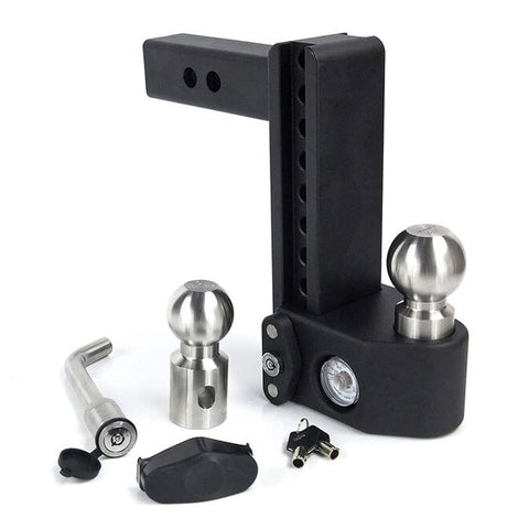 Weigh Safe Drop Steel Hitch - Adjustable Trailer Hitch with Ball Mount - Designed for 2.5" Receivers - Includes 2 Tow Balls - 8" Drop Hitch, 22,000 lbs GTW, 2-Piece Lock Set