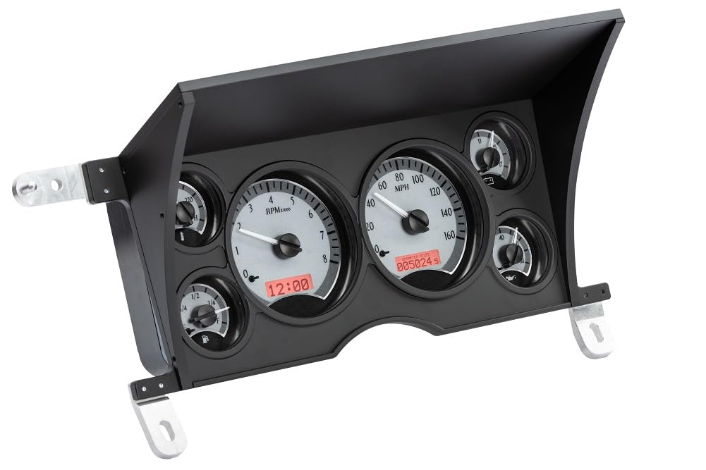 Dakota Digital VHX-86C-S-R-10 Analog Dash Gauge System Compatible with 1986-93 Chevy/GMC S-10/ S-15 Pickups and 1986-94 S-10/ S-15 Blazers/Jimmy, Silver Alloy Style, Red Backlighting