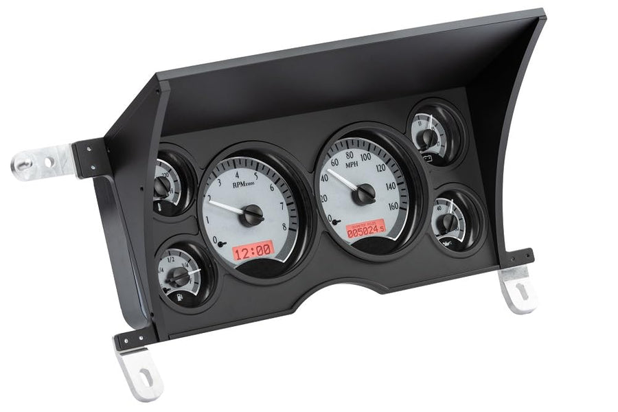 Dakota Digital VHX-86C-S-R-10 Analog Dash Gauge System Compatible with 1986-93 Chevy/GMC S-10/ S-15 Pickups and 1986-94 S-10/ S-15 Blazers/Jimmy, Silver Alloy Style, Red Backlighting