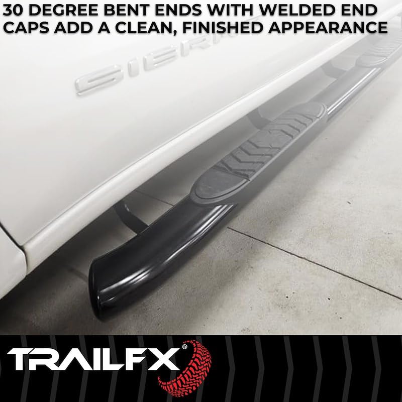 Truck Running Board TrailFX A7064B Fits Chevy Silverado 1500 Extended Cab 2007-2018 Oval 5 Nerf Bar Black Powder-Coated Steel Side Step Running Boards 300lb Capacity No-Drill Install