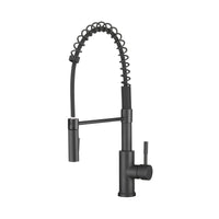 Dura Faucet RV Swivel High-Arc DF-MK504SLK-MB Kitchen Sink Faucet - Single Handle - Kitchen Faucet with Pull-Down Sprayer - Optional Deck Plate (Matte Black)